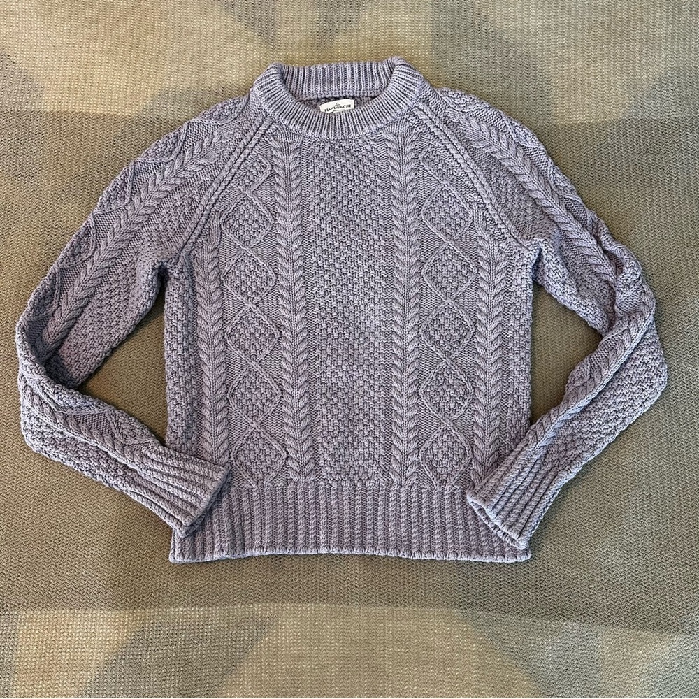 Lavender L.L. Bean Fisherman Cotton Cropped Sweater